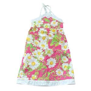 Lilly Pulitzer Vintage Pink Daisy Halter Girls Dress 8